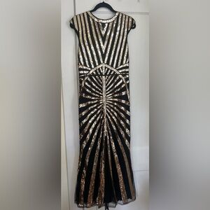 Black and Gold Sequin Dress